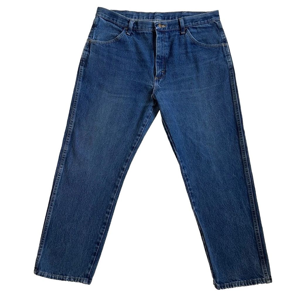 Rustler Denim Blue Jeans Mens 38x29 Regular Fit Straight Leg Rugged Workwear
